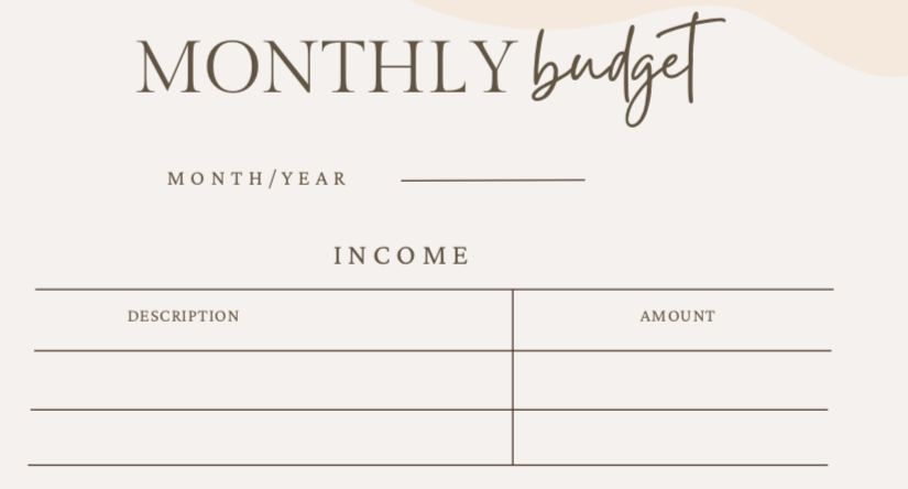 screenshot of a budget worksheet