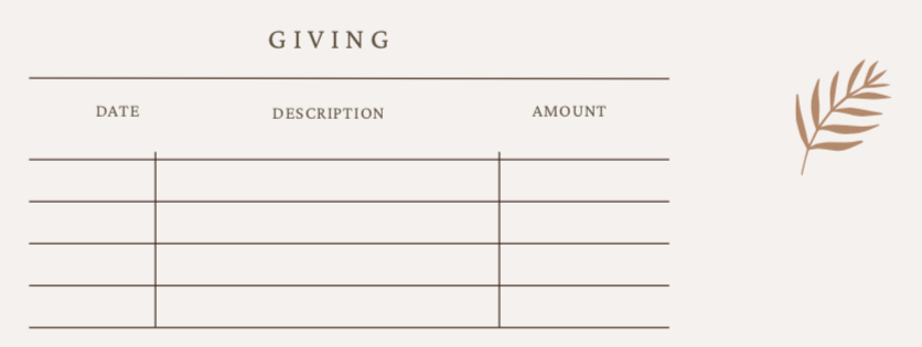 screenshot of a giving budget worksheet