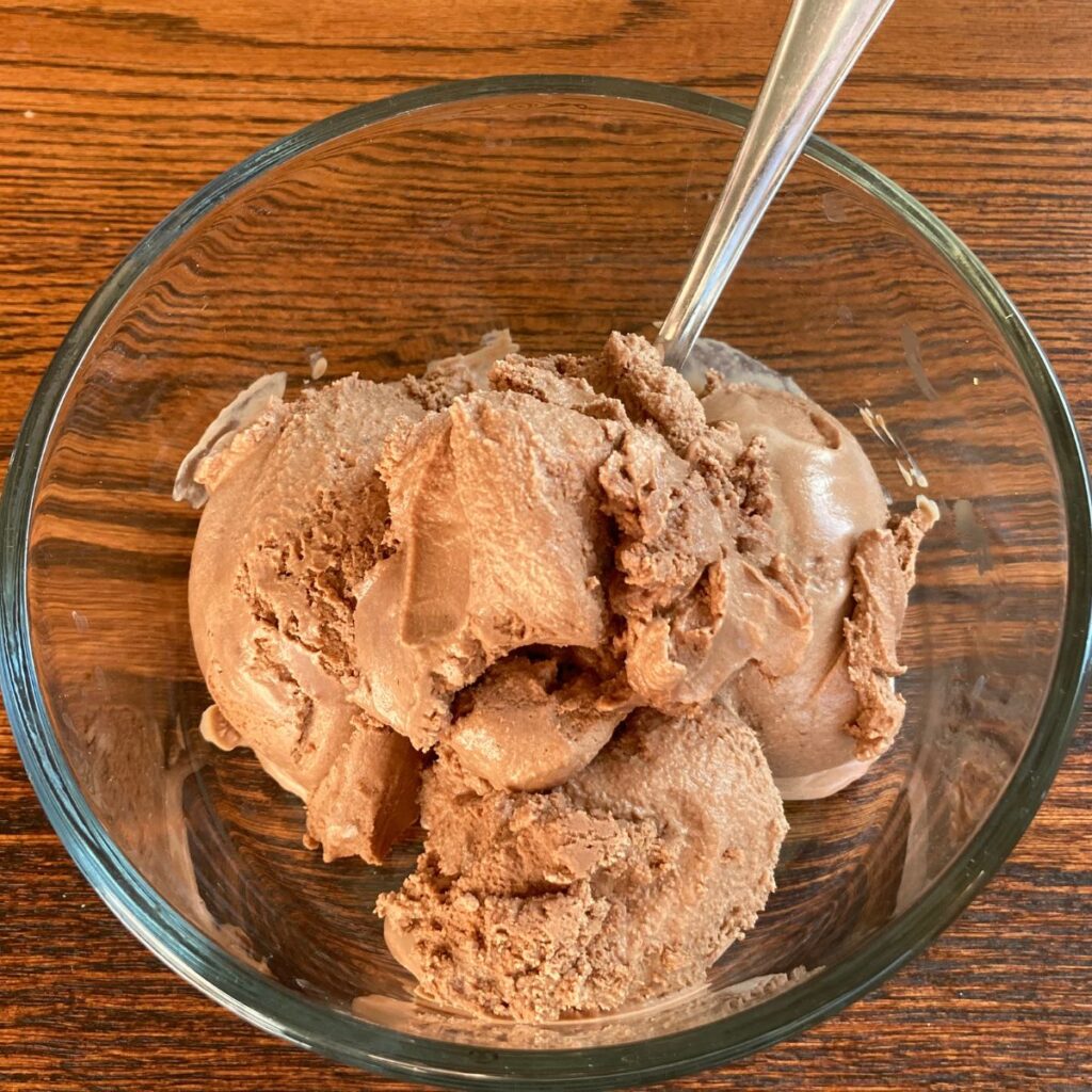 close up of chocolate raw milk ice cream