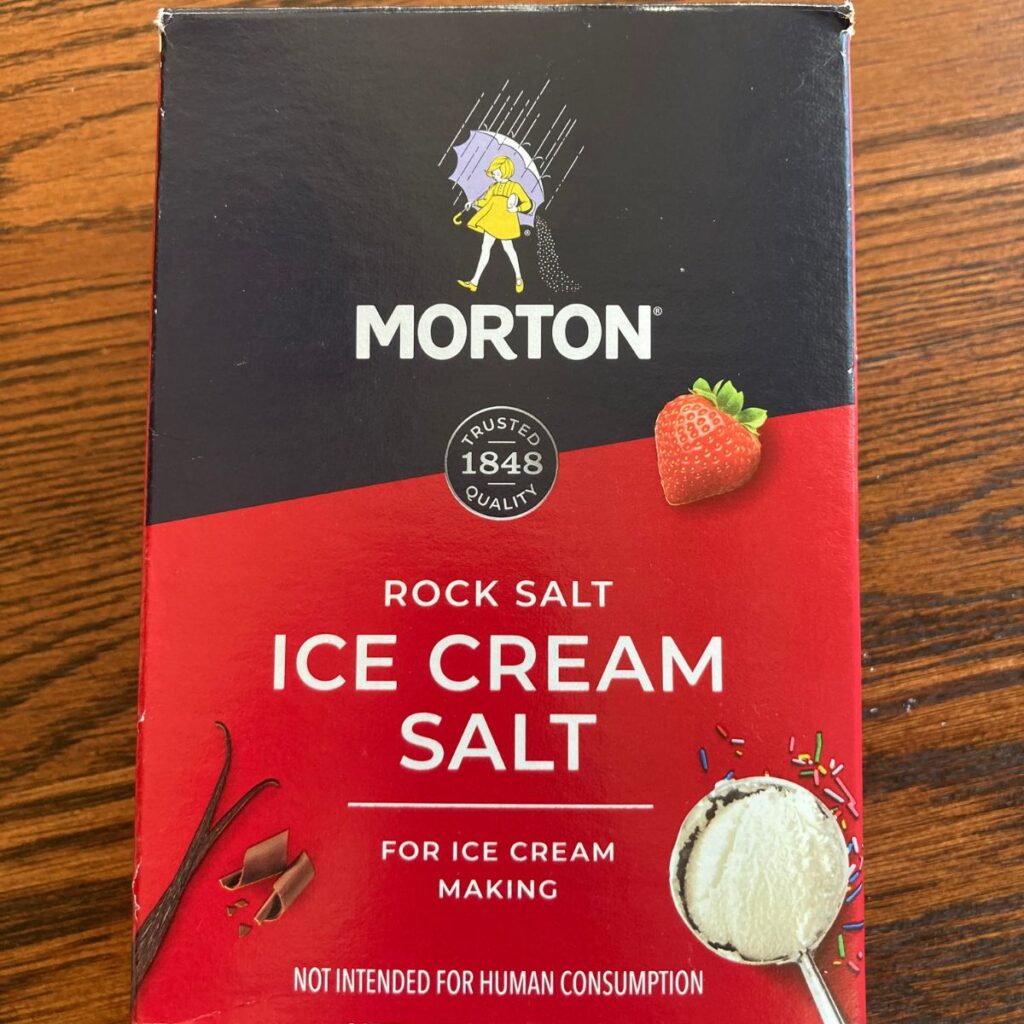 close up of box of morton ice cream salt