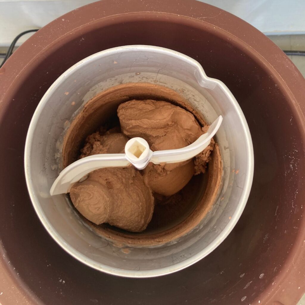 homemade ice cream made in an electric ice cream maker